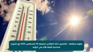 رطوبة مرتفعة.. تفاصيل حالة الطقس الجمعة 29 أغسطس 2025 مع شبورة صباحية كثيفة تؤثر على الرؤية